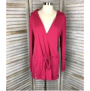 Talbots Women’s Pink Hooded V-Neck Hoodie XL Lightweight Pullover Casual Top